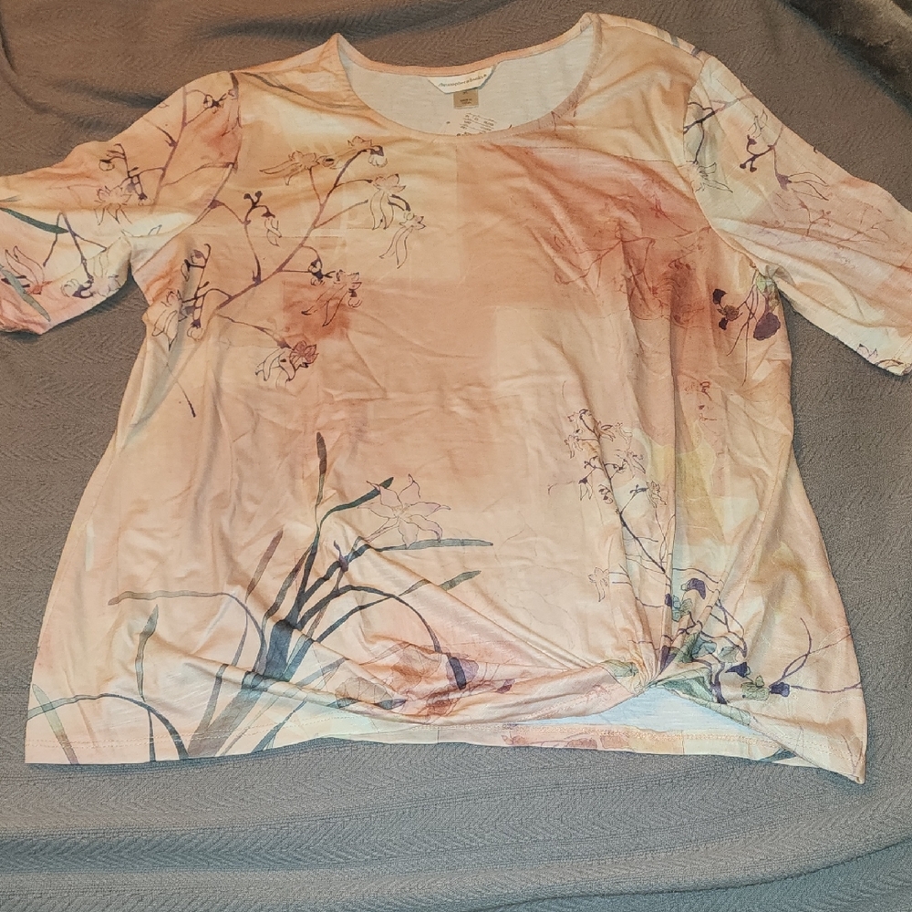 NWT - Christopher & Banks -Blush Floral Women's Short Sleeve Top